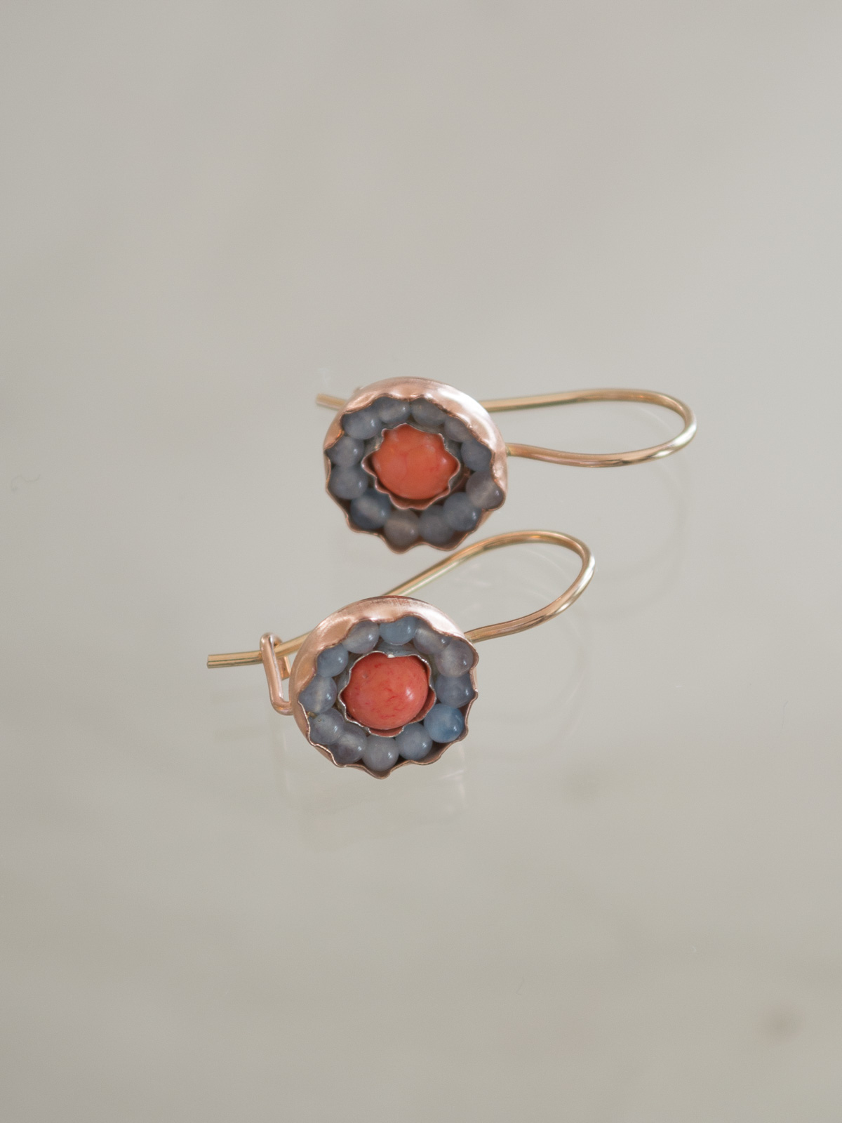 earrings Daisy coral, blue jade